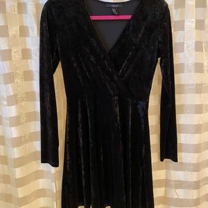 Long sleeve black velvet dress
